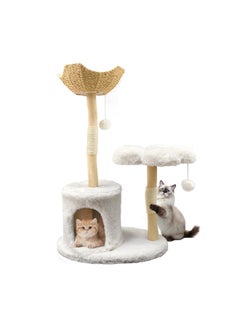 WISFOR Solid Wood Cat Tree Tower for Indoor Cats, Multi-Level Wooden Cat Furniture with Sisal Scratching Posts, Plush Perches, Cozy Hideaway, and Easy Assembly  - Image 1