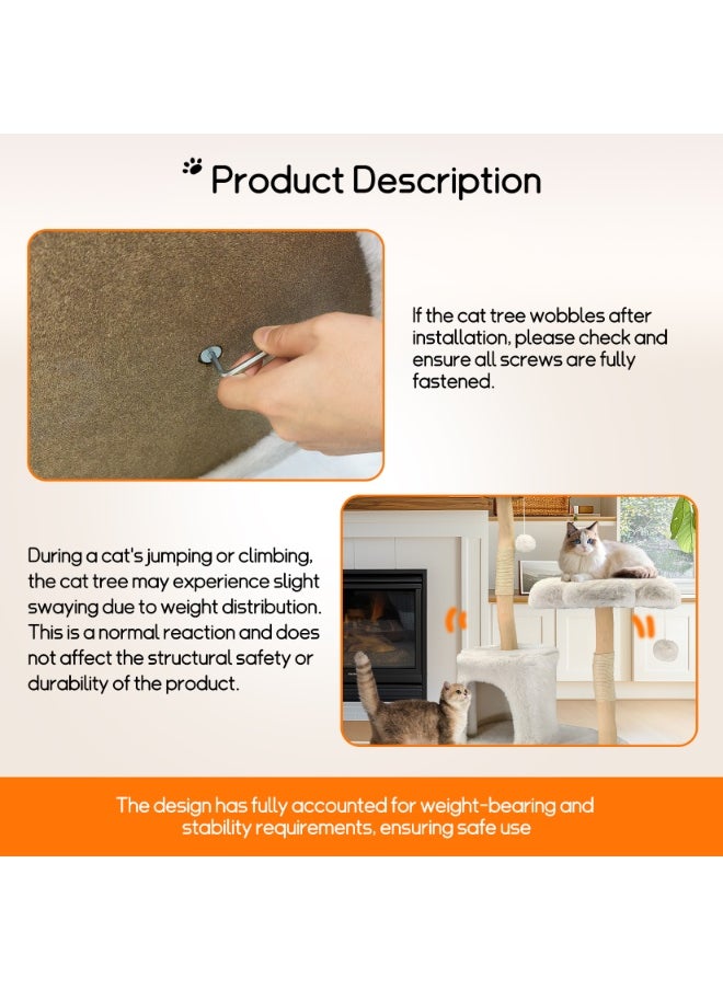 WISFOR - Solid Wood Cat Tree Tower for Indoor Cats, Multi-Level Wooden Cat Furniture with Sisal Scratching Posts, Plush Perches, Cozy Hideaway, and Easy Assembly - Image 1