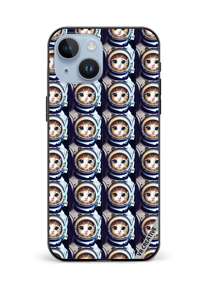 VR CREATIVE Protective Case Cover For Apple iPhone 15 Cat Face Inside Astronauts Helmet Pattern Design Multicolour - Image 1