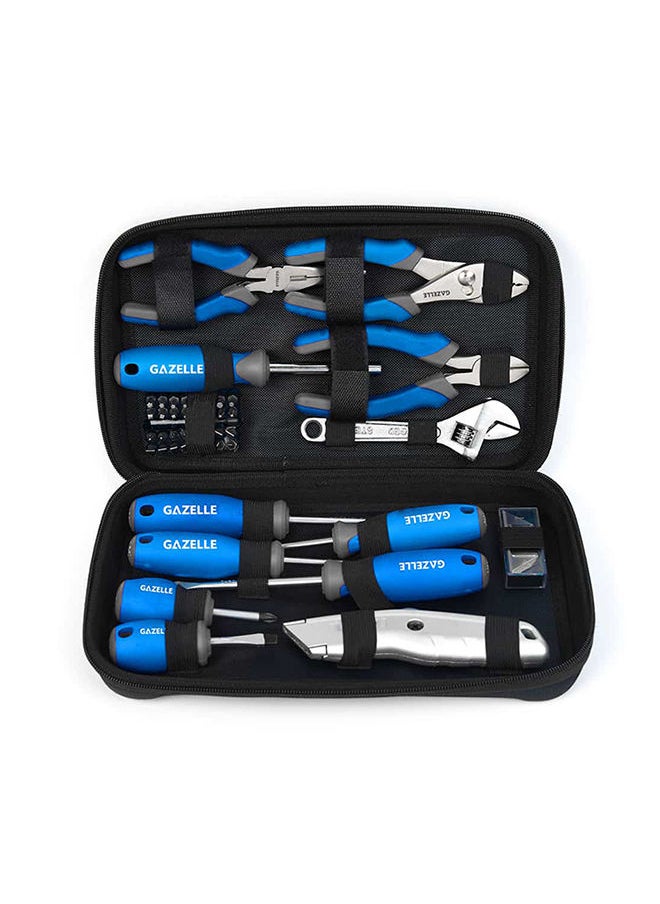 Gazelle - 56-Piece Mechanical Tool Set With Zipper Pouch, Plier, Wrench, Magnetic Bit Holder, Scredrivers And Bits, Extention Bar, Utility Knife And Blades - Image 1