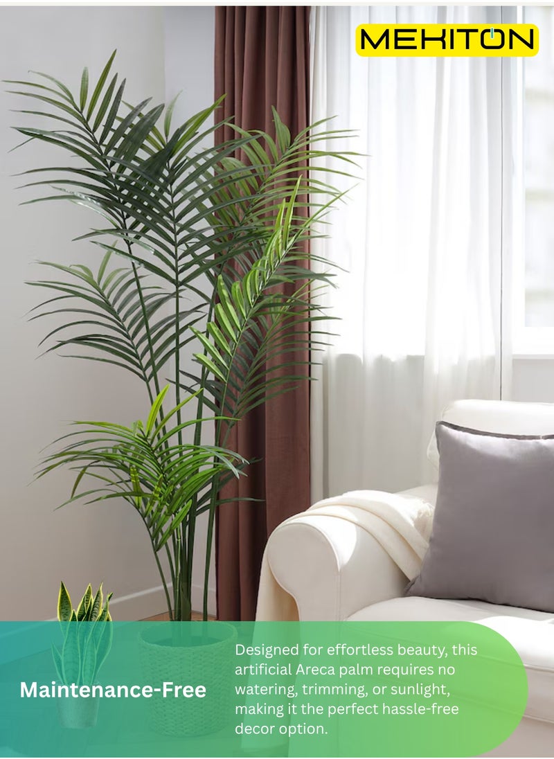 MEKITON MEKITON Artificial Areca Palm Tree – 160cm Tall Faux Indoor Plant with Pot | Realistic Green Decorative Palm for Home, Office & Majlis | No Watering or Sunlight Required.  - Image 4
