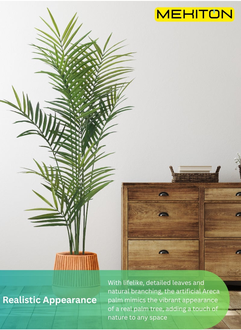 MEKITON MEKITON Artificial Areca Palm Tree – 160cm Tall Faux Indoor Plant with Pot | Realistic Green Decorative Palm for Home, Office & Majlis | No Watering or Sunlight Required.  - Image 2