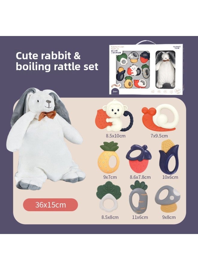 Newborn Baby Full Moon Gift For Newborn Baby Gift Rattle Box Set Plush Toy Pacifying Doll-Color:9305 Upgraded Piano Fitness Frame (orange 1)  - Image 5