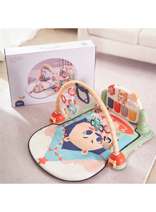 Newborn Baby Full Moon Gift For Newborn Baby Gift Rattle Box Set Plush Toy Pacifying Doll-Color:9305 Upgraded Piano Fitness Frame (orange 1)  - Image 1