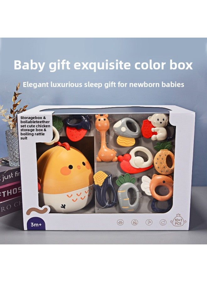 Newborn Baby Full Moon Gift For Newborn Baby Gift Rattle Box Set Plush Toy Pacifying Doll-Color:9305 Upgraded Piano Fitness Frame (orange 1)  - Image 3