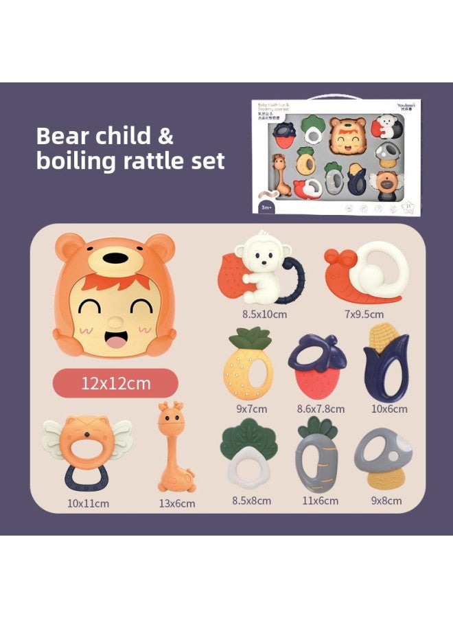 Newborn Baby Full Moon Gift For Newborn Baby Gift Rattle Box Set Plush Toy Pacifying Doll-Color:9305 Upgraded Piano Fitness Frame (orange 1)  - Image 4