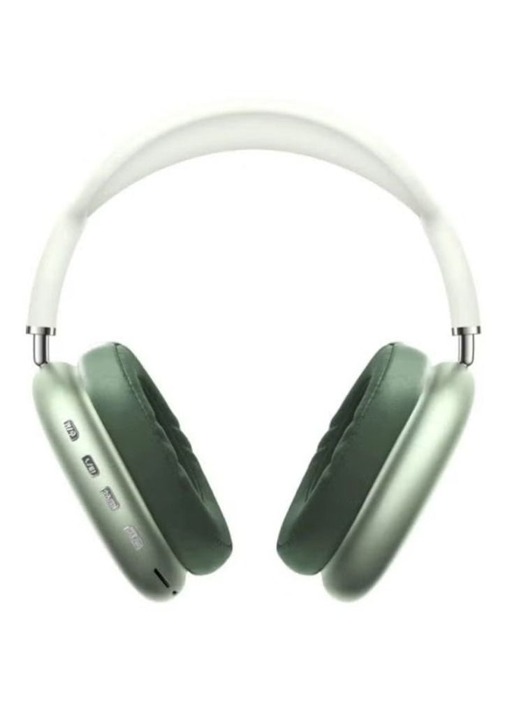 Dream Zone - P9 Bluetooth Wireless Headset Over-Ear Headphone With Mic Green/White - Image 1