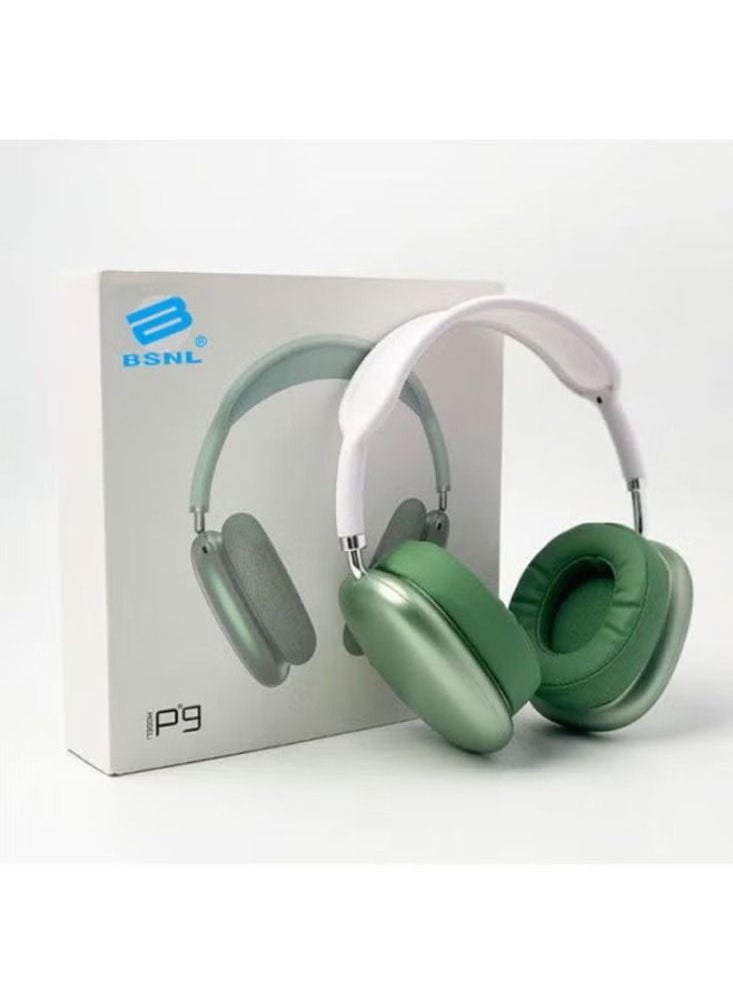 Dream Zone - P9 Bluetooth Wireless Headset Over-Ear Headphone With Mic Green/White - Image 1