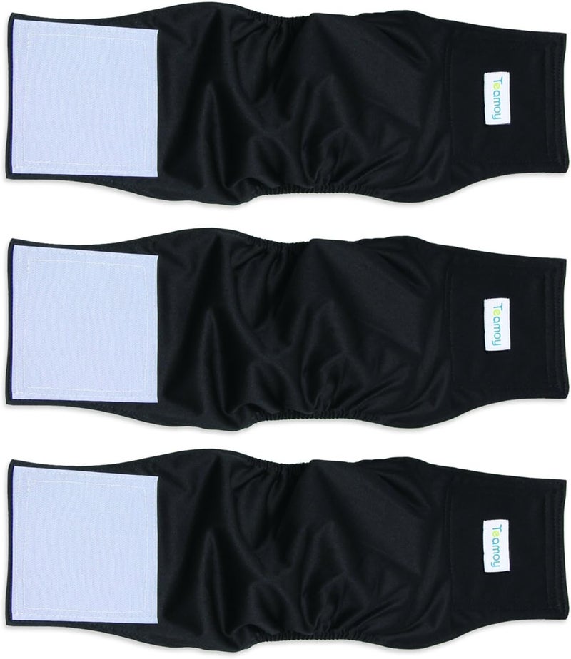 Teamoy 3 Pack Male Dog Diaper Wrap, Washable Puppy Belly Bands, Super-Absorbent and Comfortable(M,13''-16'' Waist,Black) - Image 1