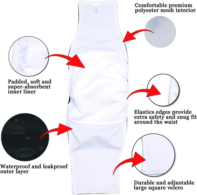 Teamoy 3 Pack Male Dog Diaper Wrap, Washable Puppy Belly Bands, Super-Absorbent and Comfortable(M,13''-16'' Waist,Black) - Image 4