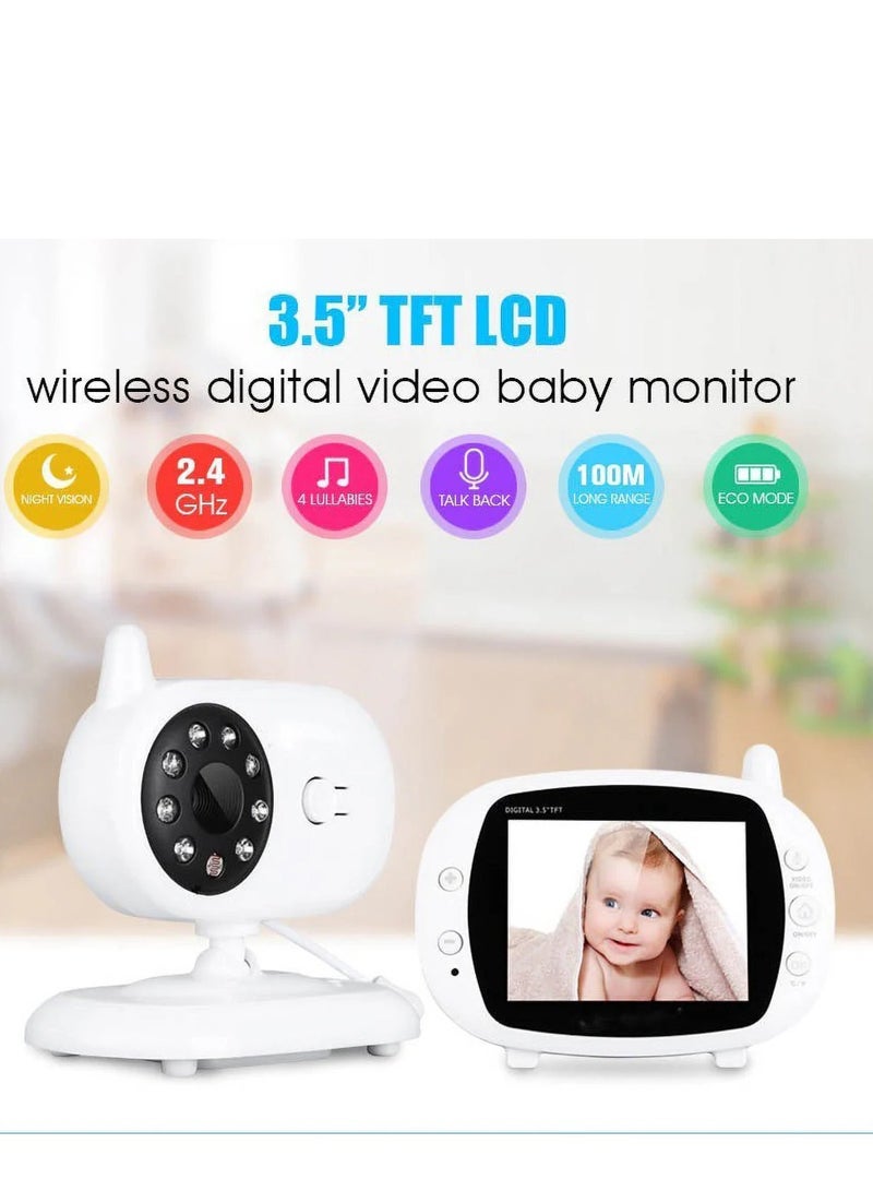 Wireless Baby Monitor - 3.5 Inch Display, Temperature Monitoring, Two-Way Audio, 3M Night Vision, IR Cut, 2.4GHz, Play Songs  - Image 3