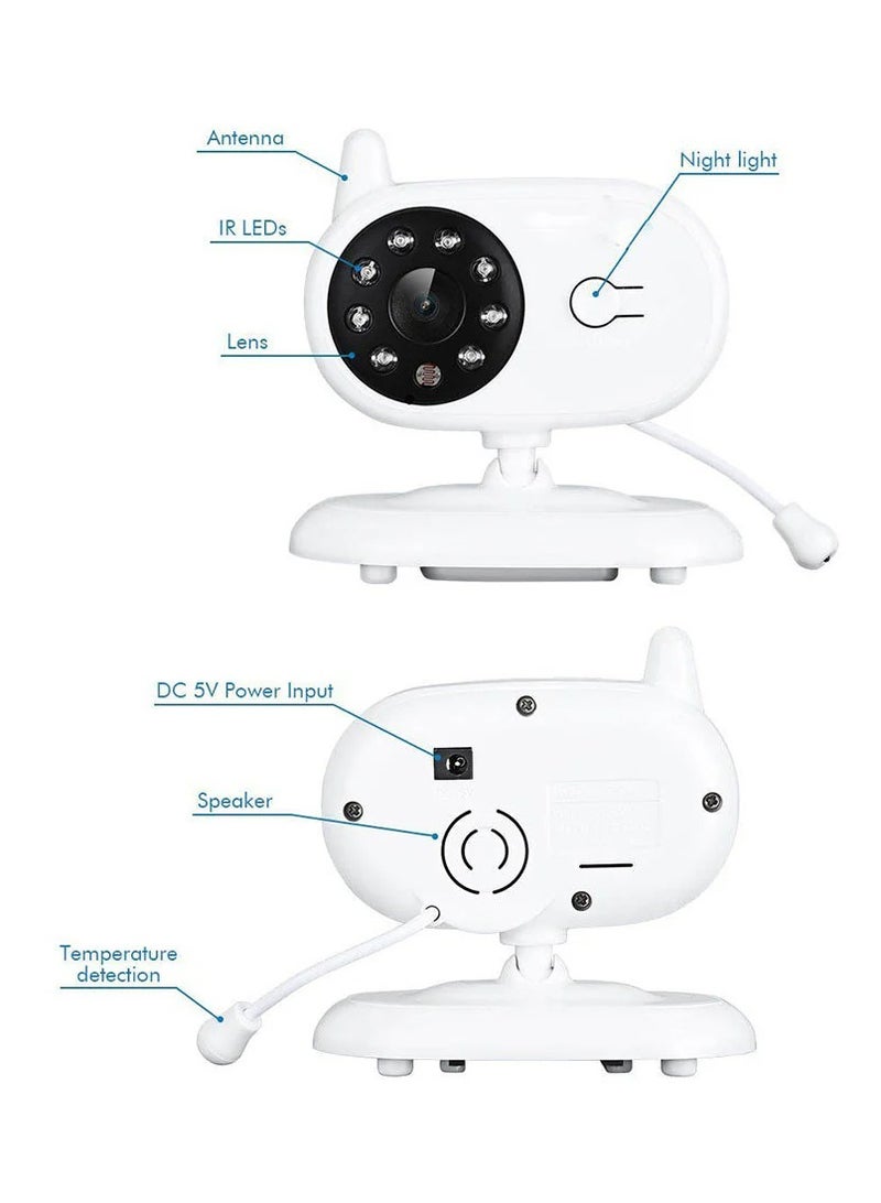Wireless Baby Monitor - 3.5 Inch Display, Temperature Monitoring, Two-Way Audio, 3M Night Vision, IR Cut, 2.4GHz, Play Songs  - Image 5