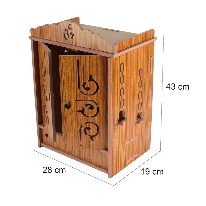 CrazyInk Handmade Wooden Home Temple with Doors and Storage Box Pooja Mandir Wall Hanging Temple Mandir for Home and Office 711 Cm - Image 5