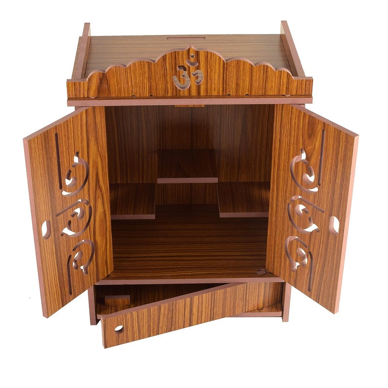 CrazyInk Handmade Wooden Home Temple with Doors and Storage Box Pooja Mandir Wall Hanging Temple Mandir for Home and Office 711 Cm - Image 4