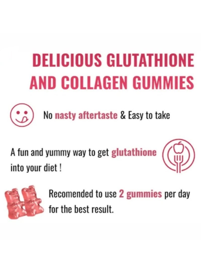 ناشر جلو زجاجتان، جلوتاثيون كولاجين متوهج، تركيبة مضادة للشيخوخة، تبييض البشرة وتفتيحها، فيتامينات بنكهة الفراولة، 60 علكة عضوية + 60 علكة عضوية - Image 4