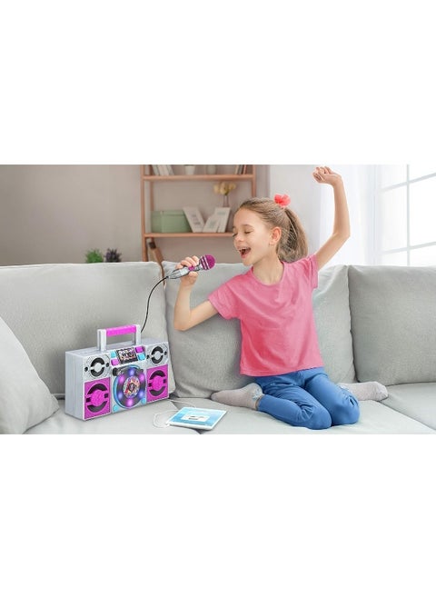 LOL Surprise OMG Remix Karaoke Machine Sing Along Boombox with Real Karaoke Microphone for Kids, Built in Music, Flashing Lights, Record, Turntable with Sound Effects, Connect Device