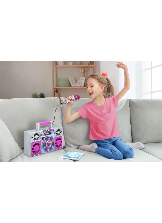 LOL Surprise OMG Remix Karaoke Machine Sing Along Boombox with Real Karaoke Microphone for Kids, Built in Music, Flashing Lights, Record, Turntable with Sound Effects, Connect Device