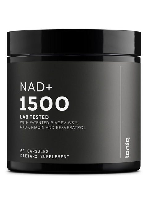 Ultra High Strength 1500mg NAD+ Supplement - Clinically Proven Third-Party Tested Ingredients with Patented RiaGev-WS™, Resveratrol, and Niacin - 60 Capsules TQ