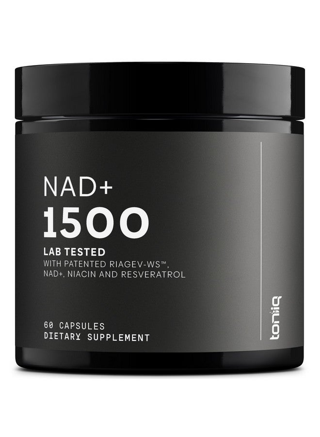 تونيق مكمل غذائي عالي القوة 1500 مجم NAD+ - مكونات تم اختبارها سريريًا بواسطة جهة خارجية مع RiaGev-WS™ الحاصلة على براءة اختراع، والريسفيراترول، والنياسين - 60 كبسولة TQ - Image 1