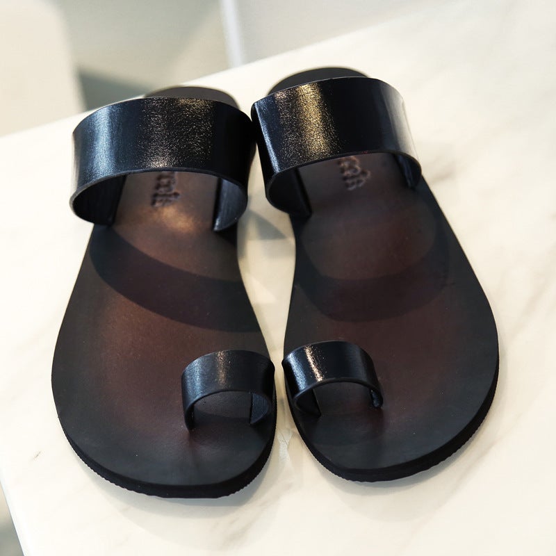 Summer Men'S Slippers, Personalized And Versatile, Black Korean Style Trendy Beach Roman Sandals, Men'S Manufacturer'S Flip-Flops - Image 4