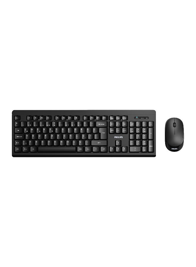 Philips Wireless Keyboard and Mouse Combo | Arabic/English Layout | 2.4GHz Plug & Play | Silent & Ergonomic Design | Water-Resistant | For PC, Laptop & Windows - black - Image 1