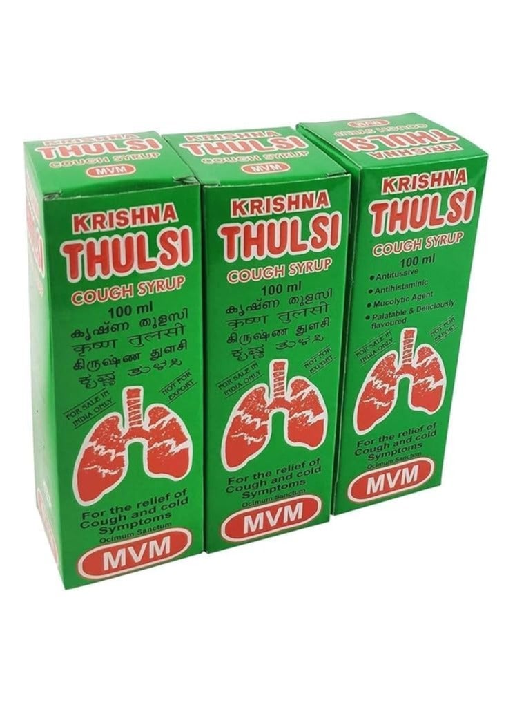 Krishna Thulasi Cough & Cold Syrup 100ml - 3 Pack - Image 1