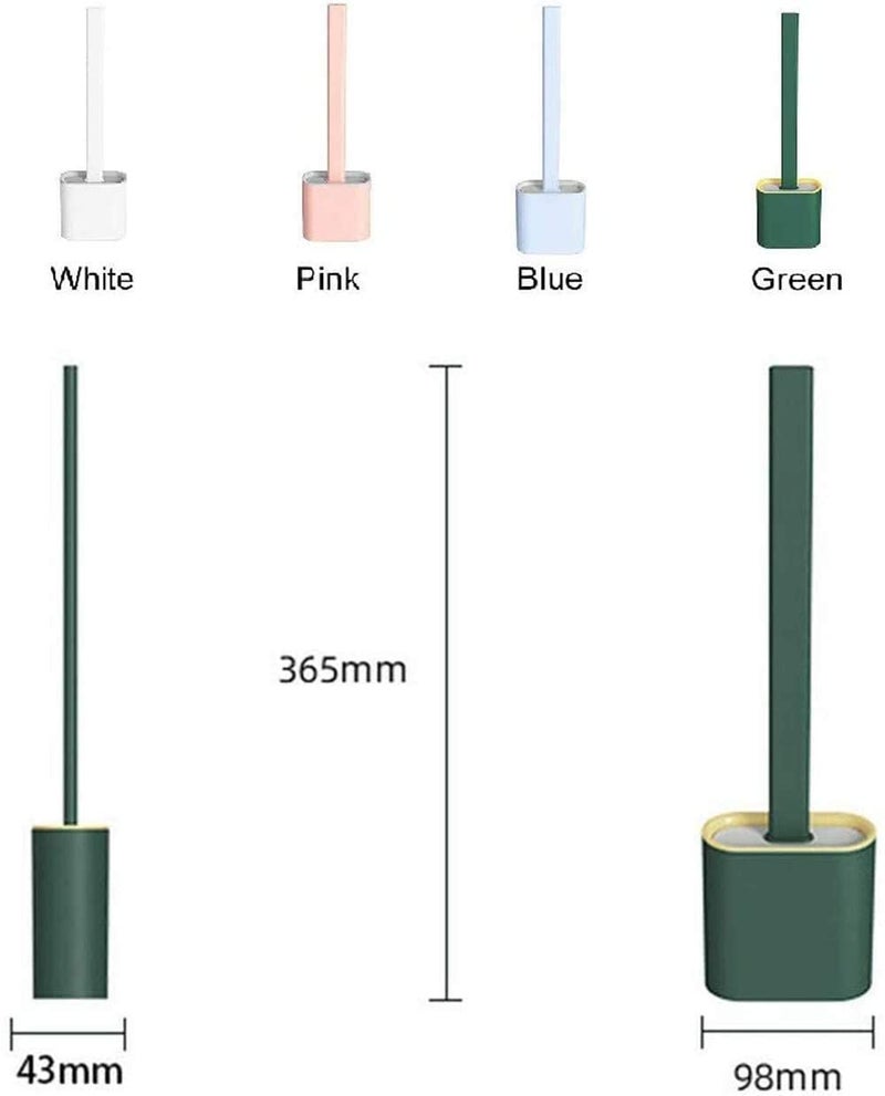 Vivatra Silicone Toilet Brush with Slim Holder Flex Toilet Brush - Wall Mounted Anti-drip Set Toilet Bowl Cleaner Brush Non-Slip Long Handle Toilet Brush (Pack of 1) (Multicolor) - Image 2