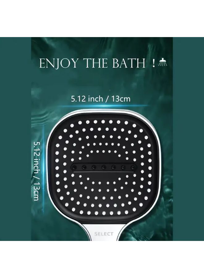 Black Nozzle Shower Head With 3 Spray Patterns Handheld Rainfall Square Water Saving Design - Image 3