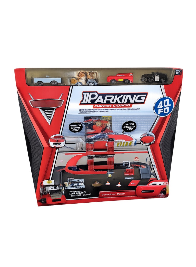 Multi-story Children's Parking Garage with Cars and Race Tracks - Image 2