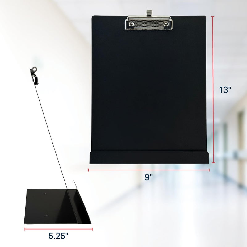 Saunders Free Standing Clipboard and Tablet Stand, Black Letter Size Paper Organizer with Steel Clip for Office, School & Work - Clip Board Paper Stand Holds Documents, Tablets & Phones - Made in USA - Image 2