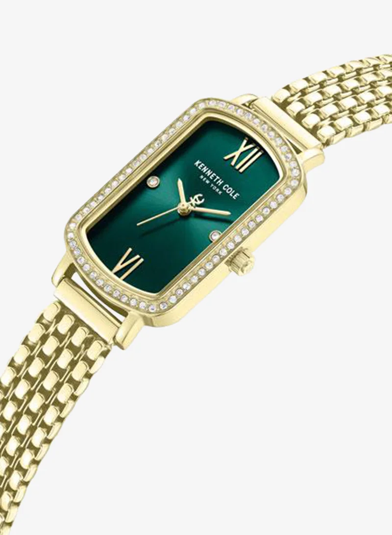 Kenneth Cole New York Gold/Plated Modern Classic Women's 22mm Quartz Watch with Green Dial & Gold-Plated Stainless Steel Bracelet for Women | Best Price UAE