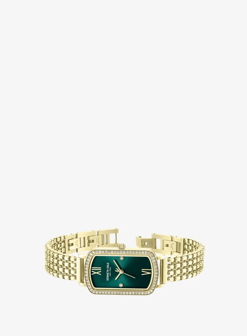 Kenneth Cole New York Gold/Plated Modern Classic Women's 22mm Quartz Watch with Green Dial & Gold-Plated Stainless Steel Bracelet for Women | Best Price UAE
