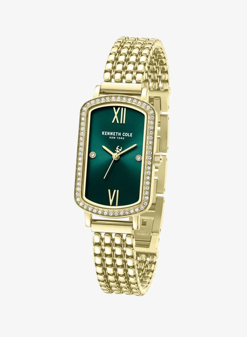 Kenneth Cole New York Gold/Plated Modern Classic Women's 22mm Quartz Watch with Green Dial & Gold-Plated Stainless Steel Bracelet for Women | Best Price UAE