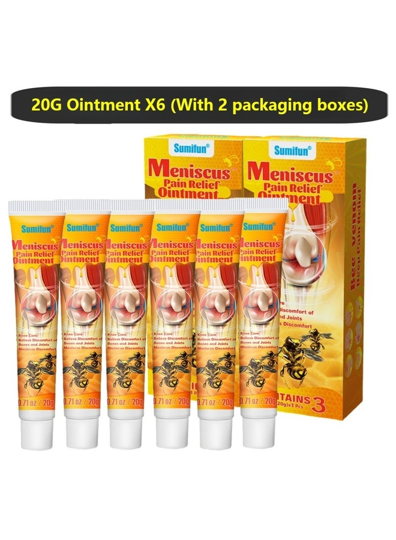 Sumifun 6 Pcs Combo Meniscus Pain Relief Ointment Cream Joint Arthritis Pain Relief Cream Knee Care Bee Venom Cream for Joint Care Treatment Gel Cream Bee Venom Joint Muscle Pain Relief Cream 6x20g - Image 1
