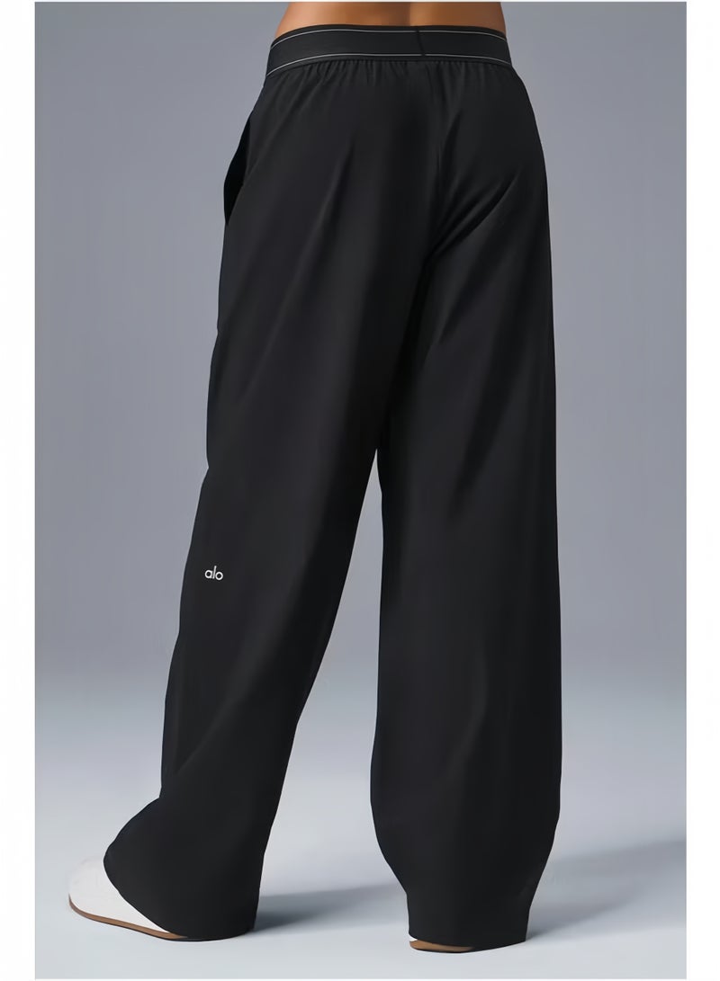 Alo Yoga ALO Women's Casual Wide Leg Pants - Straight Sweatpants（Black）  - Image 2