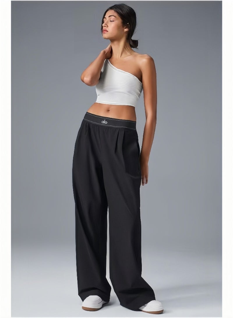 Alo Yoga ALO Women's Casual Wide Leg Pants - Straight Sweatpants（Black）  - Image 4