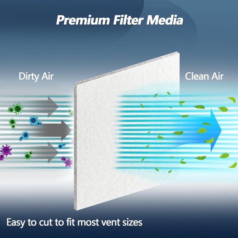 Demiwise Air Vent Filter 20x100 Inch, Cut to Fit (50+filters) Air Filter, Electrostatic Filter Media with 36 Inch Adhesive Tape and 48pcs Hooks for Air Vent, Air Conditioner, HVAC, Registers and Grilles - Image 5