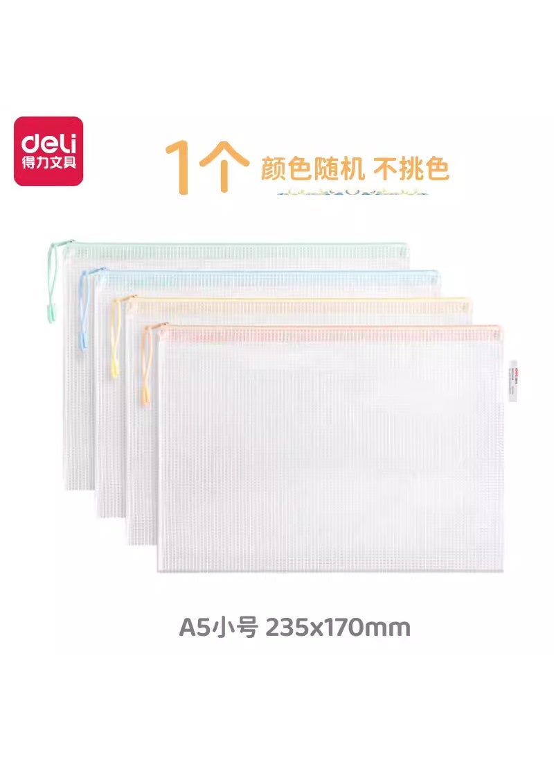 Generic Deli A4 Mesh Zipper Bag Waterproof Transparent Exam Pouch 63480A Mesh Bag A5 small size 