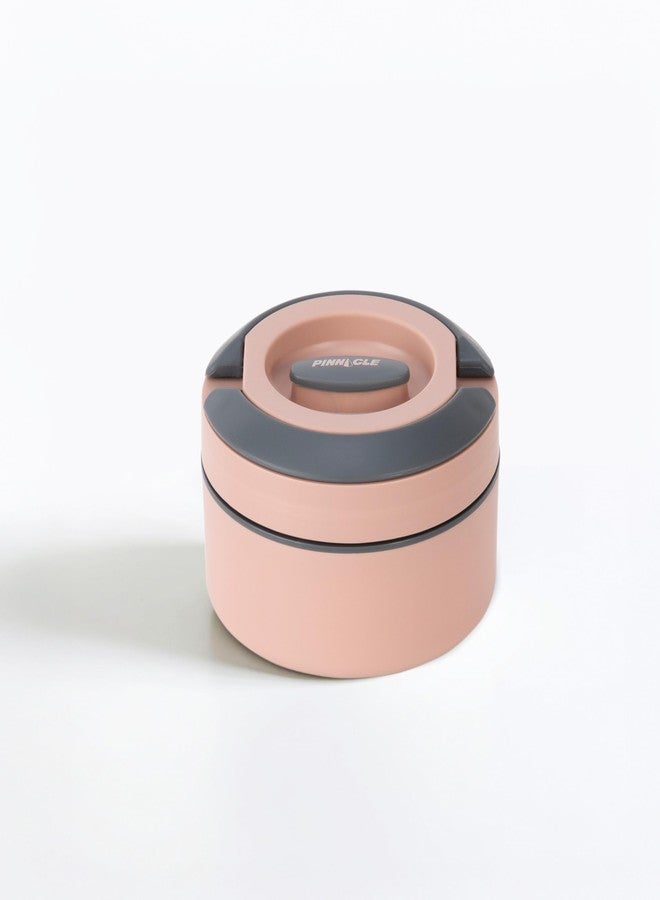 Pinnacle Primor Insulated Tiffin Box for Kids & Adults (400ml) | 2 Compartment Hot Box for Lunch with Collapsible Handle | Inner Stainless Steel Lunch Box for Office, School, Travel, Gift (Dusty Pink) - Image 1