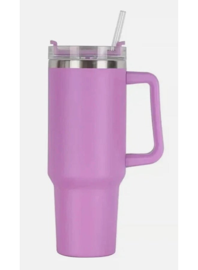 40oz Stainless Steel Travel Tumbler with Handle & Straw – Insulated Mug for Hot & Cold Beverages – Leak-Resistant Lid, Car Cup Holder Compatible – Durable & Stylish Drinkware for Everyday Use  - Image 5
