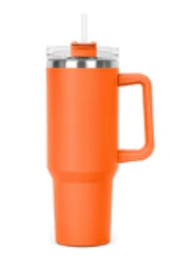 40oz Stainless Steel Travel Tumbler with Handle & Straw – Insulated Mug for Hot & Cold Beverages – Leak-Resistant Lid, Car Cup Holder Compatible – Durable & Stylish Drinkware for Everyday Use  - Image 1