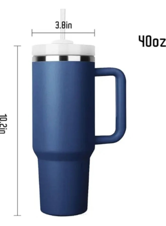 40oz Stainless Steel Travel Tumbler with Handle & Straw – Insulated Mug for Hot & Cold Beverages – Leak-Resistant Lid, Car Cup Holder Compatible – Durable & Stylish Drinkware for Everyday Use  - Image 2