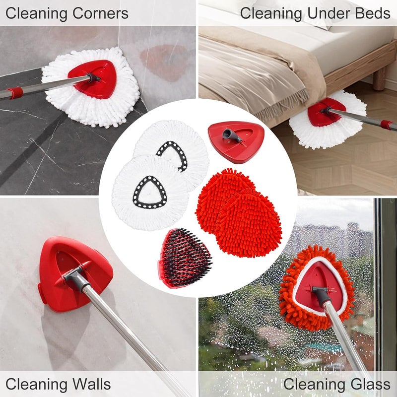 رؤوس مكنسة متوافقة مع نظام O-Cedar EasyWring ذو الخزان الواحد، تشمل 2 رأس من نوع الميكروفايبر و2 رأس من نوع الشينيل بالإضافة إلى فرشاة خاصة بالتنظيف وقاعدة للمكنسة، مناسبة لتنظيف الأرضيات الصلبة. - Image 5