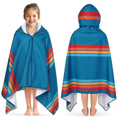 Suncube SUN CUBE Kids Hooded Towel, Absorbent Quick Dry Beach Bath Towel, Swim Surf Poncho Wrap Shower, Pool, Bath, Boys, Girls, Large 30x60 inch, Age 3-9 Years, Sunset Blue - Image 1