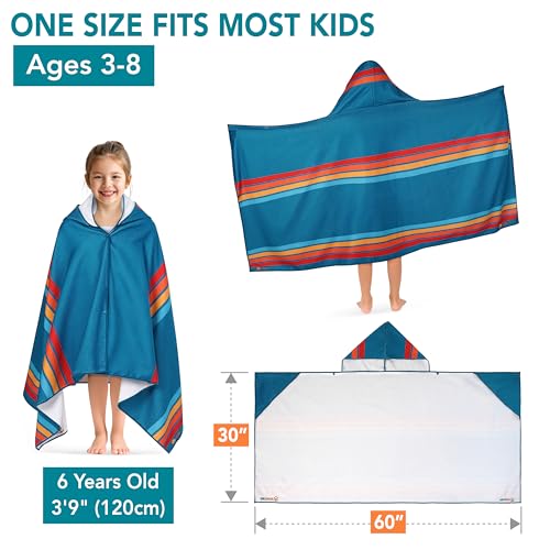 Suncube SUN CUBE Kids Hooded Towel, Absorbent Quick Dry Beach Bath Towel, Swim Surf Poncho Wrap Shower, Pool, Bath, Boys, Girls, Large 30x60 inch, Age 3-9 Years, Sunset Blue - Image 2