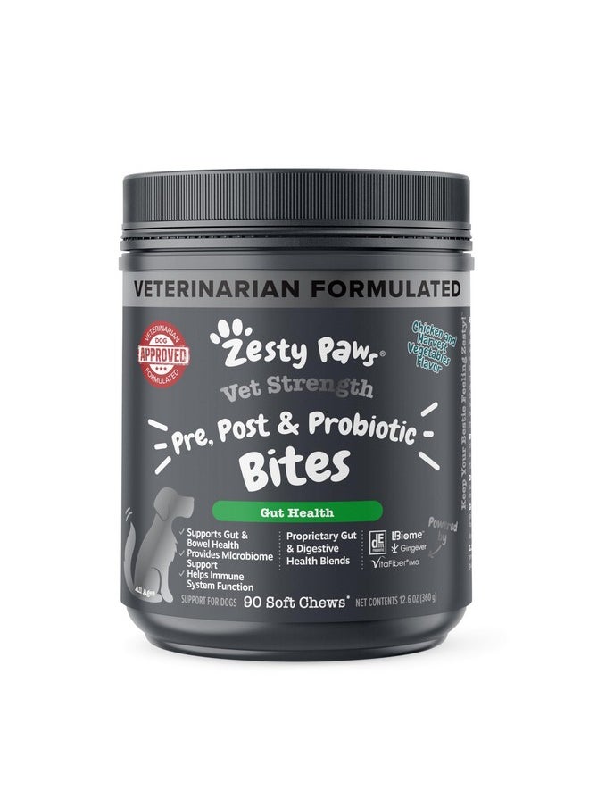 Zesty Paws Probiotics For Dogs  Digestive Enzymes For Gut Flora, Digestive Health, Diarrhea & Bowel Support  Clinically Studied De111  Dog Supplement Soft Chew For Pet Immune System  Vs, 90 Count  - Image 1