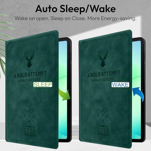 Robustrion for Samsung Galaxy Tab A11+ 11" & A9+ 11 inch Cover Case, Deer Flip Cover Case for Samsung Tab A11 Plus Tablet Cover [Auto Sleep Wake Support] - Dark Green - Image 3