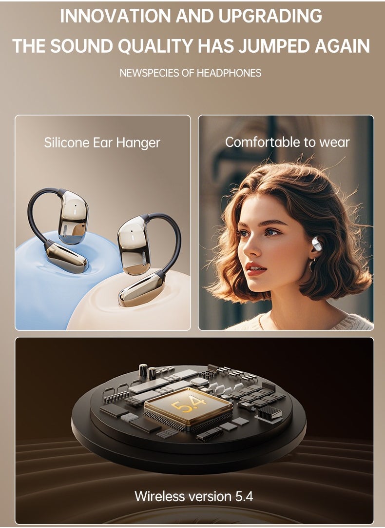 ماركة غير محددة - سماعات بلوتوث لاسلكية بميزة الترجمة الفورية الذكية، جودة صوت HIFI، بطارية طويلة الأمد، بلوتوث 5.4، تدعم أكثر من 150 لغة، وقت تشغيل 5-7 ساعات، 60+ يومًا في وضع الاستعداد، تصميم مريح من السيليكون، تعقيم UVC بمعدل كفاءة 99.9% - Image 1
