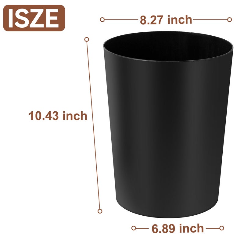 Soddeph 2.5 Gallon Trash Can,Plastic Garbage Recycling Bin,Waste Trash Bin,Round Container Bin Wastebasket forOffice,Home,Bathroom,Kitchen (Black, 1 Pack) - Image 2