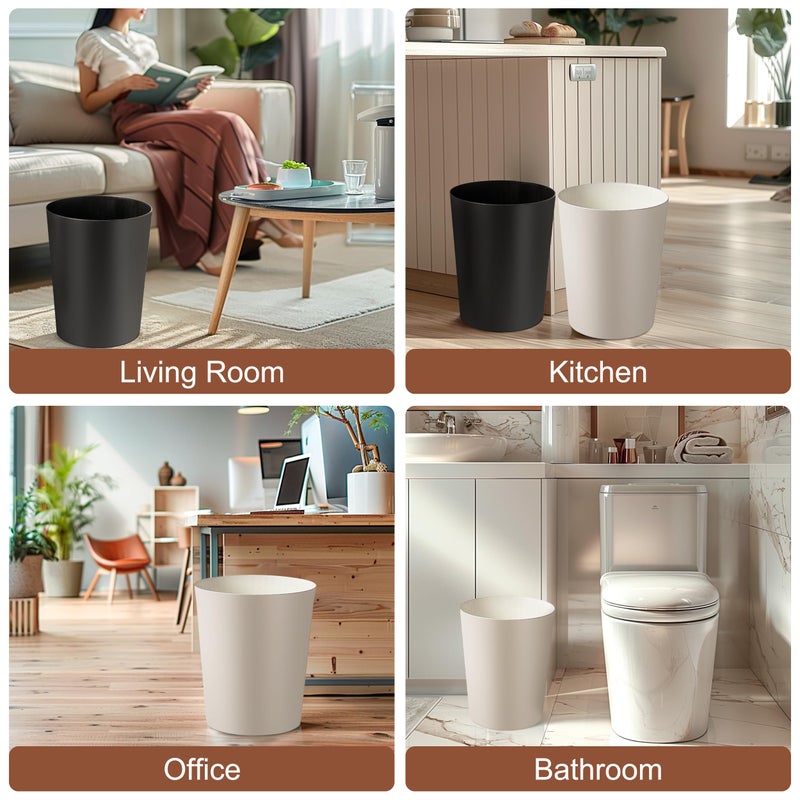 Soddeph 2.5 Gallon Trash Can,Plastic Garbage Recycling Bin,Waste Trash Bin,Round Container Bin Wastebasket forOffice,Home,Bathroom,Kitchen (Black, 1 Pack) - Image 4